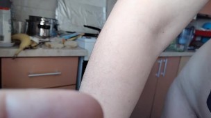 amateur hairy brunette big tits sensual hairy woman in the kitchen 3